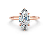 Rose gold Marquise Cut Moissanite Solitaire Ring with Thin Band and Four-Prong Setting_12