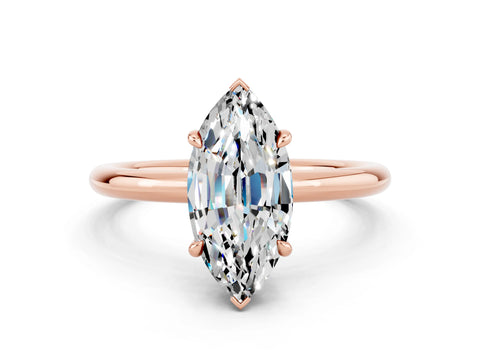 Rose gold Marquise Cut Moissanite Solitaire Ring with Thin Band and Four-Prong Setting_12