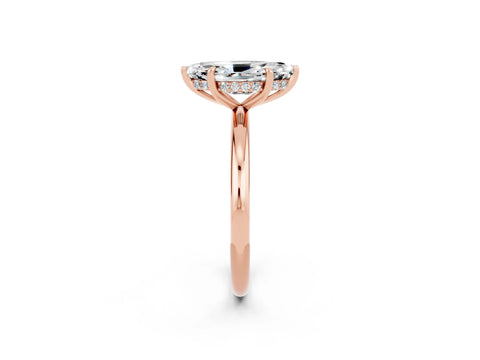 Rose gold Marquise Cut Moissanite Solitaire Ring with Thin Band and Four-Prong Setting_14