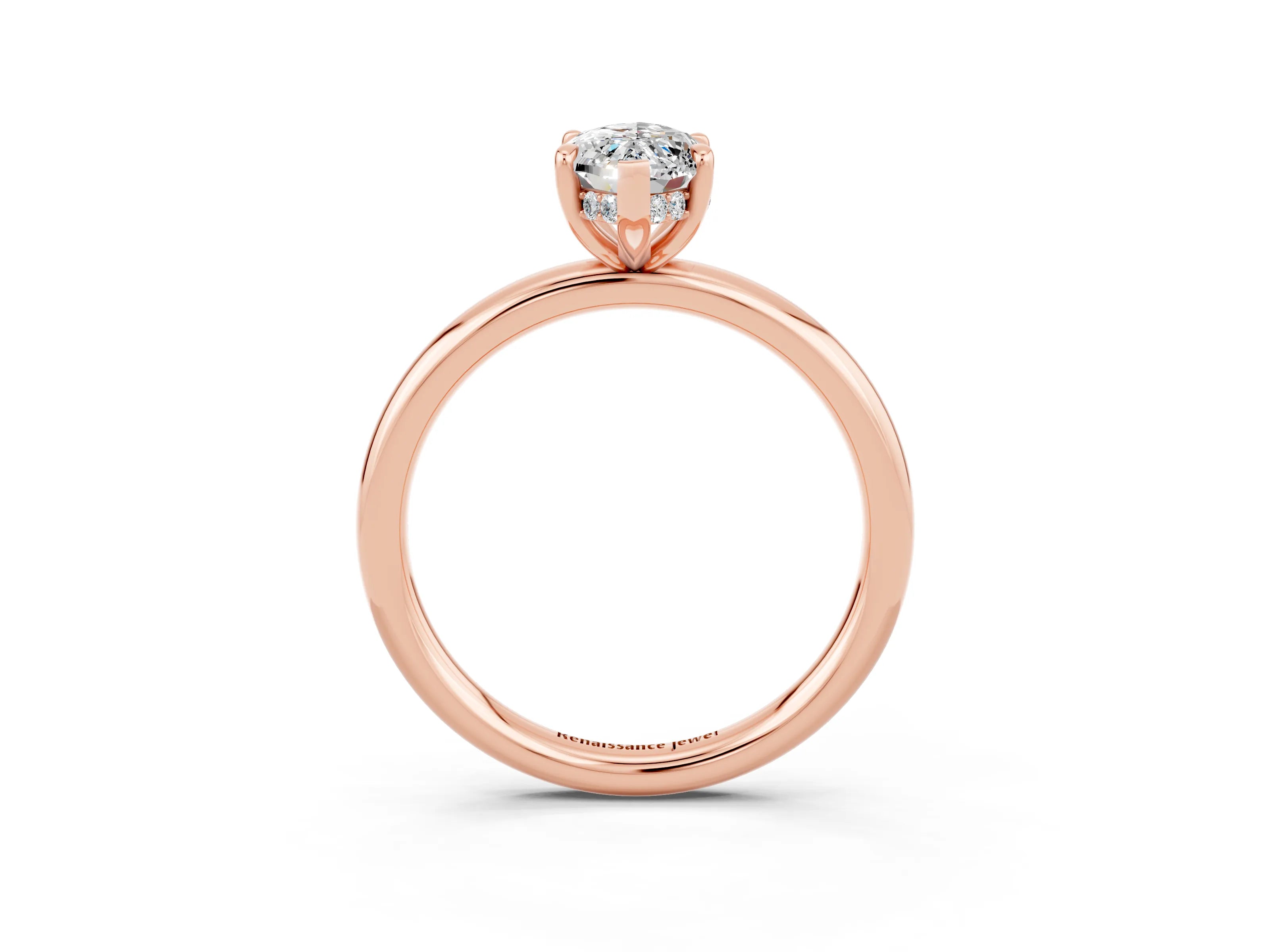 Rose gold Marquise Cut Moissanite Solitaire Ring with Thin Band and Four-Prong Setting_15