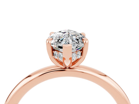 Rose gold Marquise Cut Moissanite Solitaire Ring with Thin Band and Four-Prong Setting_16