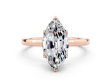 Rose gold Marquise Cut Moissanite Solitaire Ring with Thin Band and Prong Setting_12
