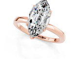 Rose gold Marquise Cut Moissanite Solitaire Ring with Thin Band and Prong Setting_13
