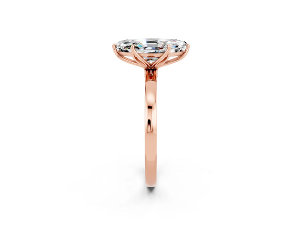 Rose gold Marquise Cut Moissanite Solitaire Ring with Thin Band and Prong Setting