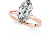 Rose gold Marquise Cut Moissanite Solitaire Ring with Thin Band and Prong Setting_25