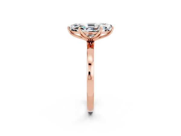 Rose gold Marquise Cut Moissanite Solitaire Ring with Thin Band and Prong Setting