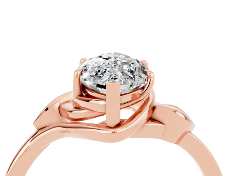 Rose gold Marquise Cut Moissanite Solitaire Ring with Twist Band and Four-Prong Setting_28