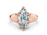 Rose gold Marquise Cut Moissanite Solitaire Ring with Wide Band and Prong Setting