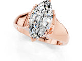 Rose gold Marquise Cut Moissanite Solitaire Ring with Wide Band and Prong Setting_1