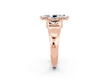 Rose gold Marquise Cut Moissanite Solitaire Ring with Wide Band and Prong Setting_2