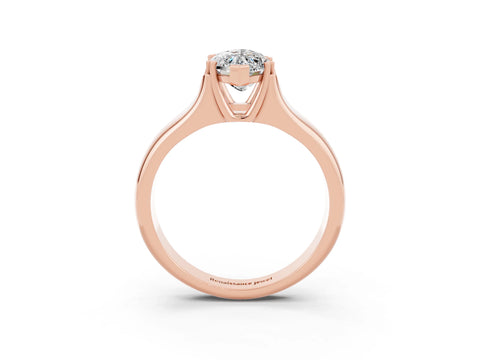 Rose gold Marquise Cut Moissanite Solitaire Ring with Wide Band and Prong Setting_3