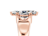 Rose gold Marquise Cut Moissanite Solitaire Ring with Wide Band and Prong Setting_5