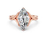 Rose gold Marquise Cut Moissanite Solitaire Twist Band Prong Setting Ring_36