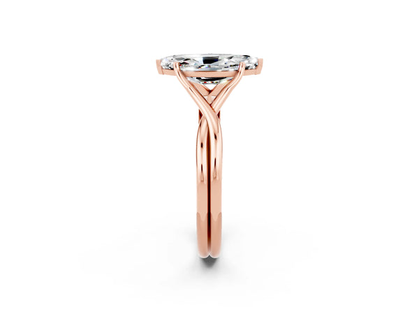 Rose gold Marquise Cut Moissanite Solitaire Twist Band Prong Setting Ring