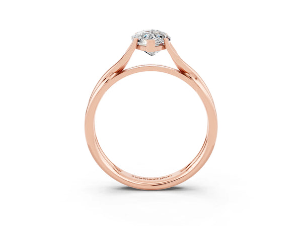 Rose gold Marquise Cut Moissanite Solitaire Twist Band Prong Setting Ring