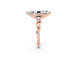 Rose gold Marquise Cut Moissanite Solitaire Twisted Band with Round  Accents and Prong Setting_14