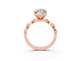 Rose gold Marquise Cut Moissanite Solitaire Twisted Band with Round  Accents and Prong Setting_15