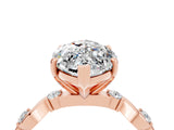 Rose gold Marquise Cut Moissanite Solitaire Twisted Band with Round  Accents and Prong Setting_16
