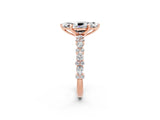 Rose gold Marquise Cut Moissanite Solitaire with Side Stones, Pave Band, Four-Prong Setting_38