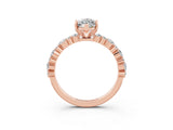 Rose gold Marquise Cut Moissanite Solitaire with Side Stones, Pave Band, Four-Prong Setting_39