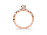 Rose gold Marquise Cut Moissanite Solitaire with Side Stones on a Pavé Band and Four-Prong Setting_3