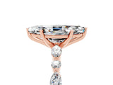 Rose gold Marquise Cut Moissanite Solitaire with Side Stones on a Pavé Band and Four-Prong Setting_5