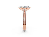 Rose gold Marquise Cut Moissanite Split Shank Engagement Ring with Pavé Band_2