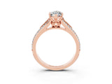 Rose gold Marquise Cut Moissanite Split Shank Engagement Ring with Pavé Band_3