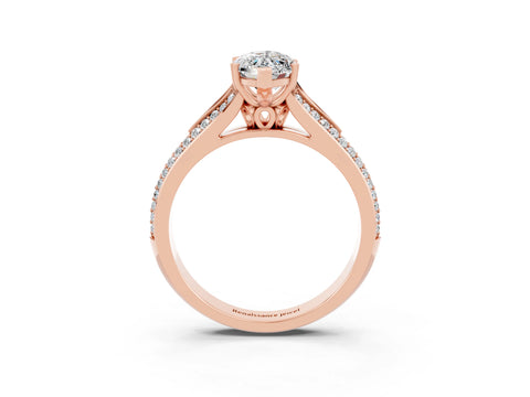 Rose gold Marquise Cut Moissanite Split Shank Engagement Ring with Pavé Band_3
