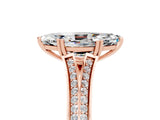 Rose gold Marquise Cut Moissanite Split Shank Engagement Ring with Pavé Band_5