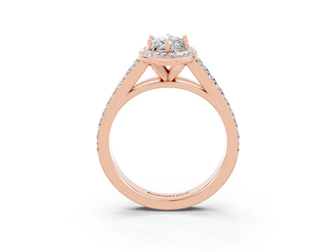 Rose gold Marquise Cut Moissanite Split Shank Halo Ring with Four-Prong Setting_15