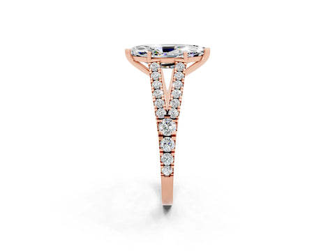 Rose gold Marquise Cut Moissanite Split Shank Pavé Engagement Ring with Four-Prong Setting_14