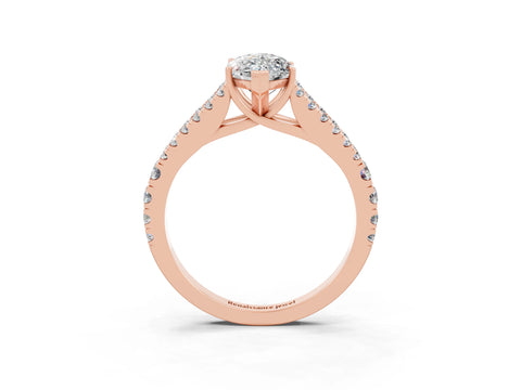 Rose gold Marquise Cut Moissanite Split Shank Pavé Engagement Ring with Four-Prong Setting_15