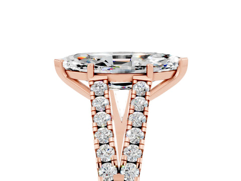 Rose gold Marquise Cut Moissanite Split Shank Pavé Engagement Ring with Four-Prong Setting_17