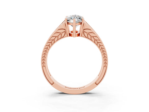 Rose gold Marquise Cut Moissanite Split Shank Ring with Pavé Band and Four-Prong Setting_3