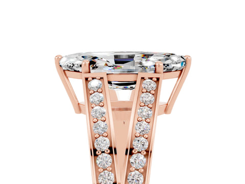 Rose gold Marquise Cut Moissanite Split Shank Ring with Pavé Band and Four-Prong Setting_5