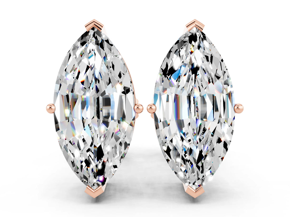 Rose gold Marquise Cut Moissanite Stud Earrings_18