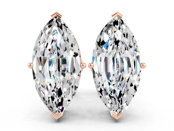 Rose gold Marquise Cut Moissanite Stud Earrings