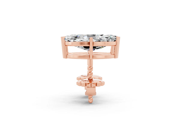 Rose gold Marquise Cut Moissanite Stud Earrings