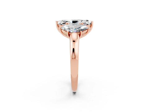 Rose gold Marquise Cut Moissanite Three-Stone Ring with Four-Prong Setting and Classic Band_2