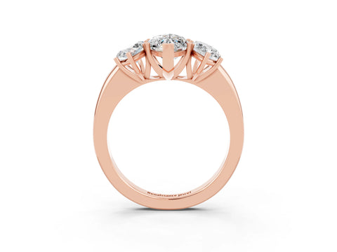Rose gold Marquise Cut Moissanite Three-Stone Ring with Four-Prong Setting and Classic Band_3