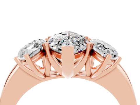 Rose gold Marquise Cut Moissanite Three-Stone Ring with Four-Prong Setting and Classic Band_4