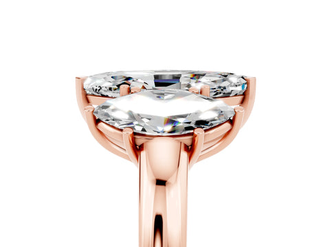 Rose gold Marquise Cut Moissanite Three-Stone Ring with Four-Prong Setting and Classic Band_5