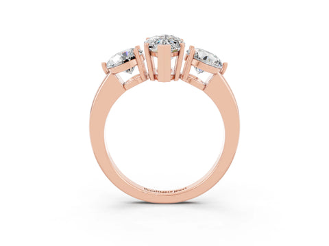 Rose gold Marquise Cut Moissanite Three-Stone Ring with Prong Setting and Classic Band_3