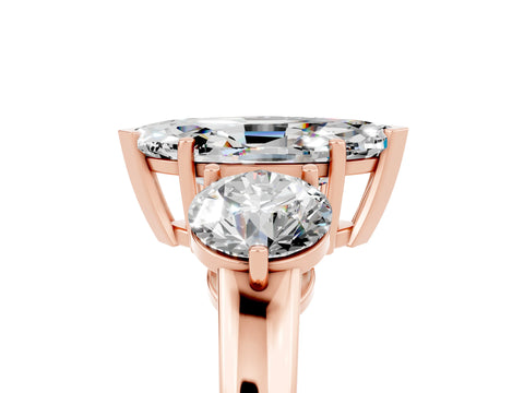 Rose gold Marquise Cut Moissanite Three-Stone Ring with Prong Setting and Classic Band_5