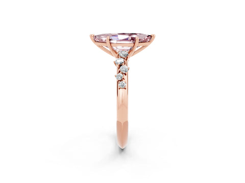 Rose gold Marquise Cut Morganite Cluster Side Stone Solitaire Ring with Prong Setting_26