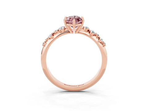 Rose gold Marquise Cut Morganite Cluster Side Stone Solitaire Ring with Prong Setting_27