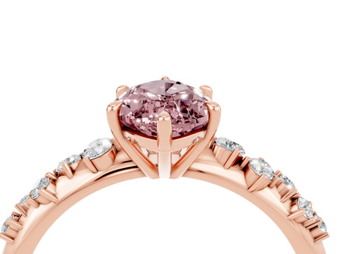 Rose gold Marquise Cut Morganite Cluster Side Stone Solitaire Ring with Prong Setting_28