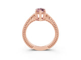 Rose gold Marquise Cut Morganite Engagement Ring with Milgrain Channel Set Band and Prong Setting_3