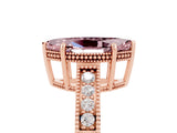 Rose gold Marquise Cut Morganite Engagement Ring with Milgrain Channel Set Band and Prong Setting_5